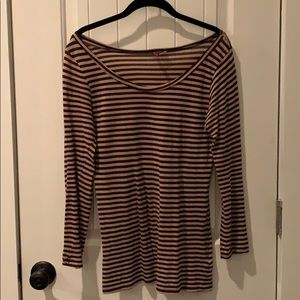 H&M brown and tan striped top